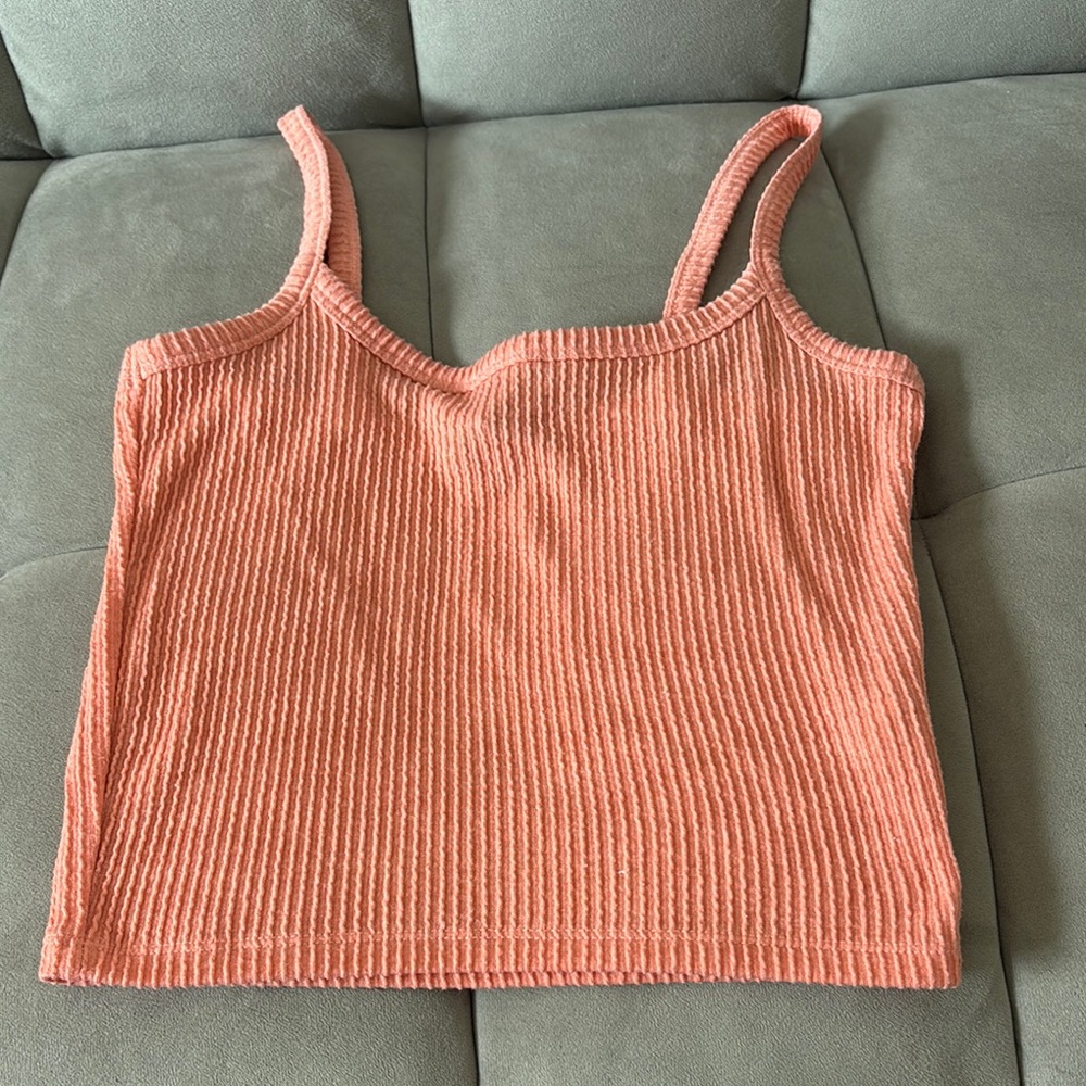 Peach Ribbed Women's Top